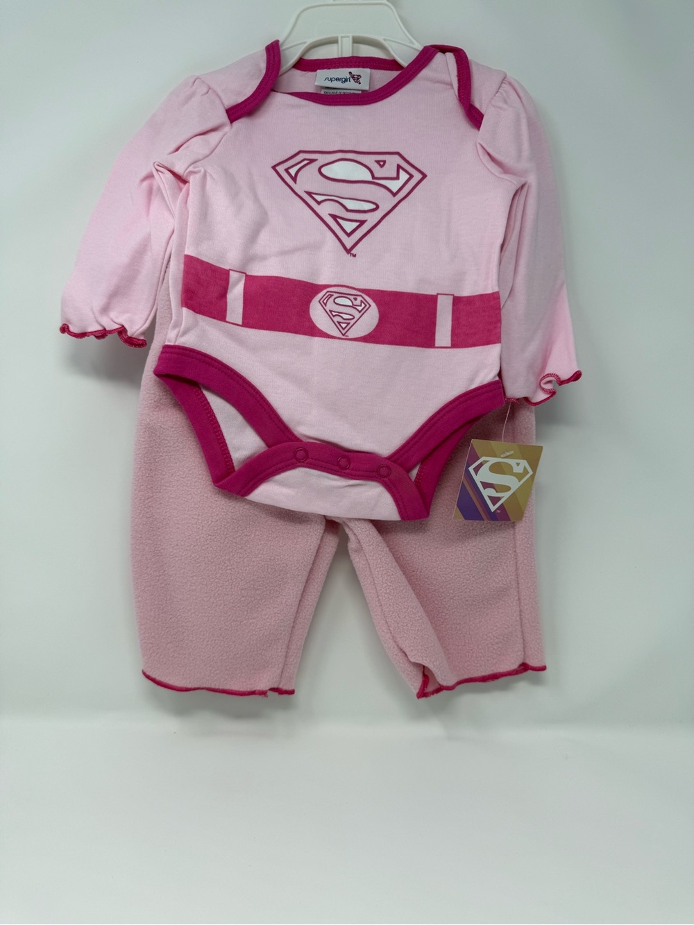 Baby Girls Pink Supergirl (Super Woman) Bodysuit Infant Costume, 0-3 Months